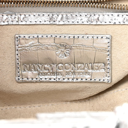 Nancy Gonzalez Metallic Crocodile Chain Clutch Silver 6 of 11