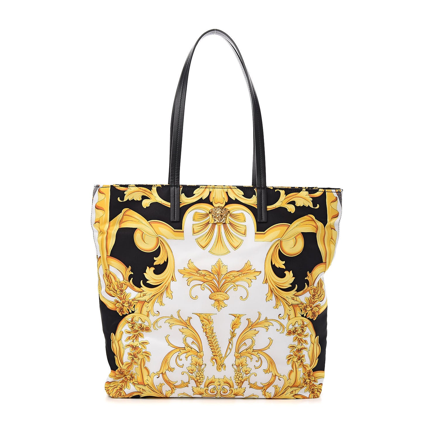 Nylon Baroque Print Tote Black