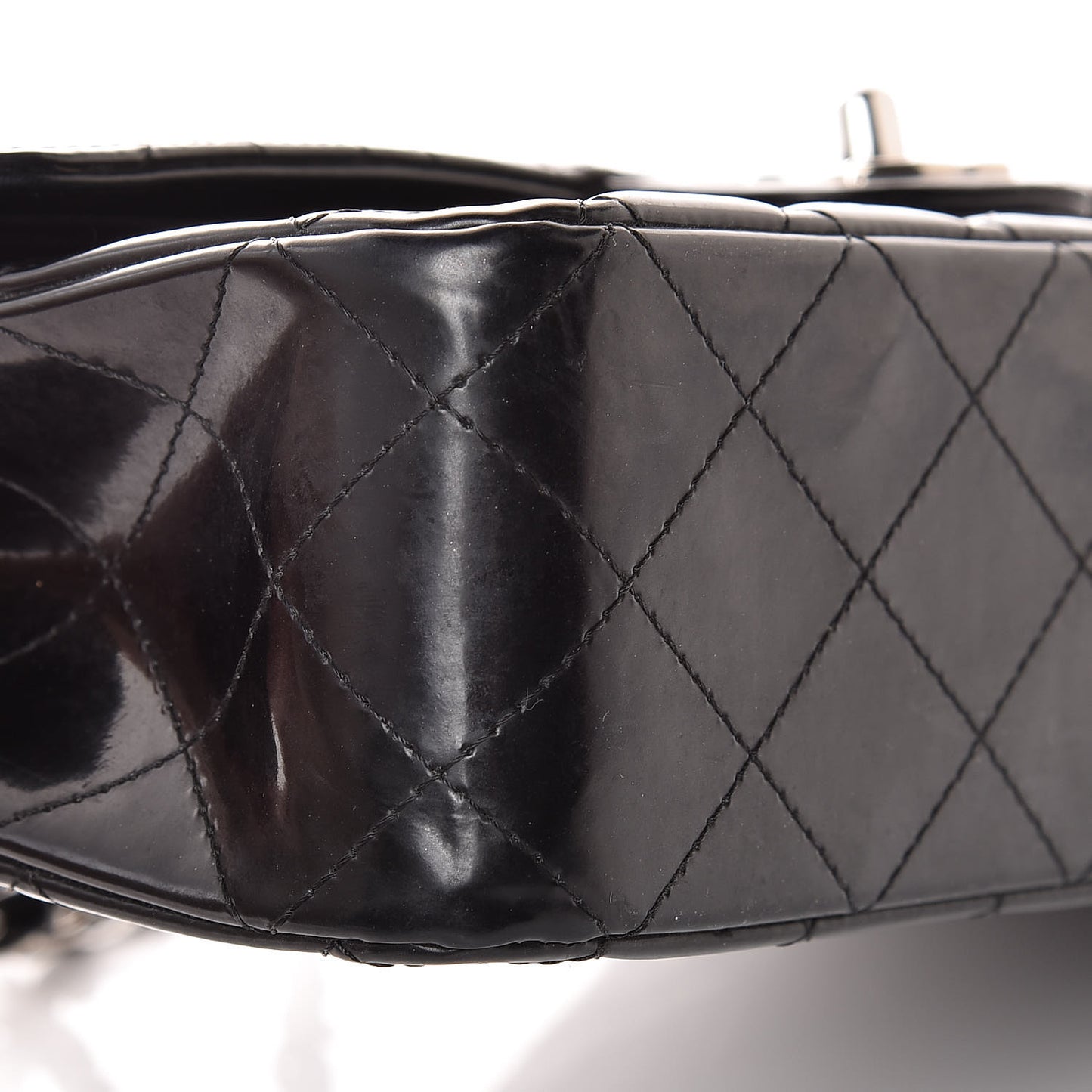 Patent Quilted Medium Double Flap Black