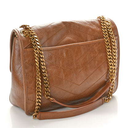 Saint Laurent Crinkled Calfskin Matelasse Monogram Medium Niki Chain Satchel Caramel 3 of 11