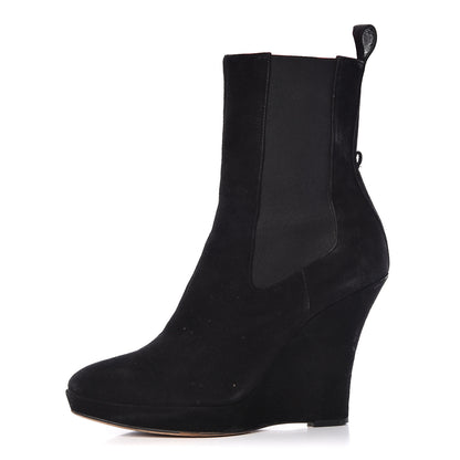Gucci Suede Ankle Wedge Booties 37 Black 1 of 13