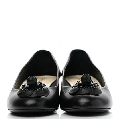 Chanel Lambskin Camellia Ballerina Flats 38 Black 2 of 11