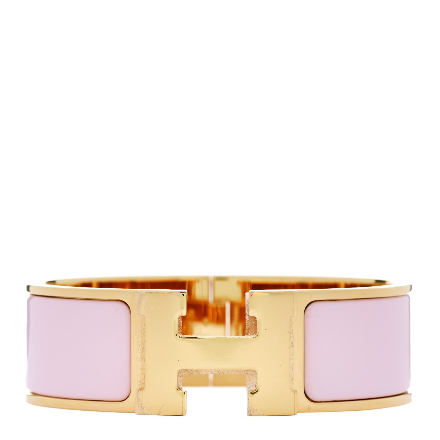 Hermes Enamel Wide Clic Clac H Bracelet GM Rose Dragee 1 of 4