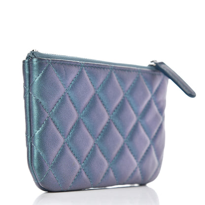 Chanel Iridescent Lambskin Quilted Small Cosmetic Case Turquoise 3 of 8