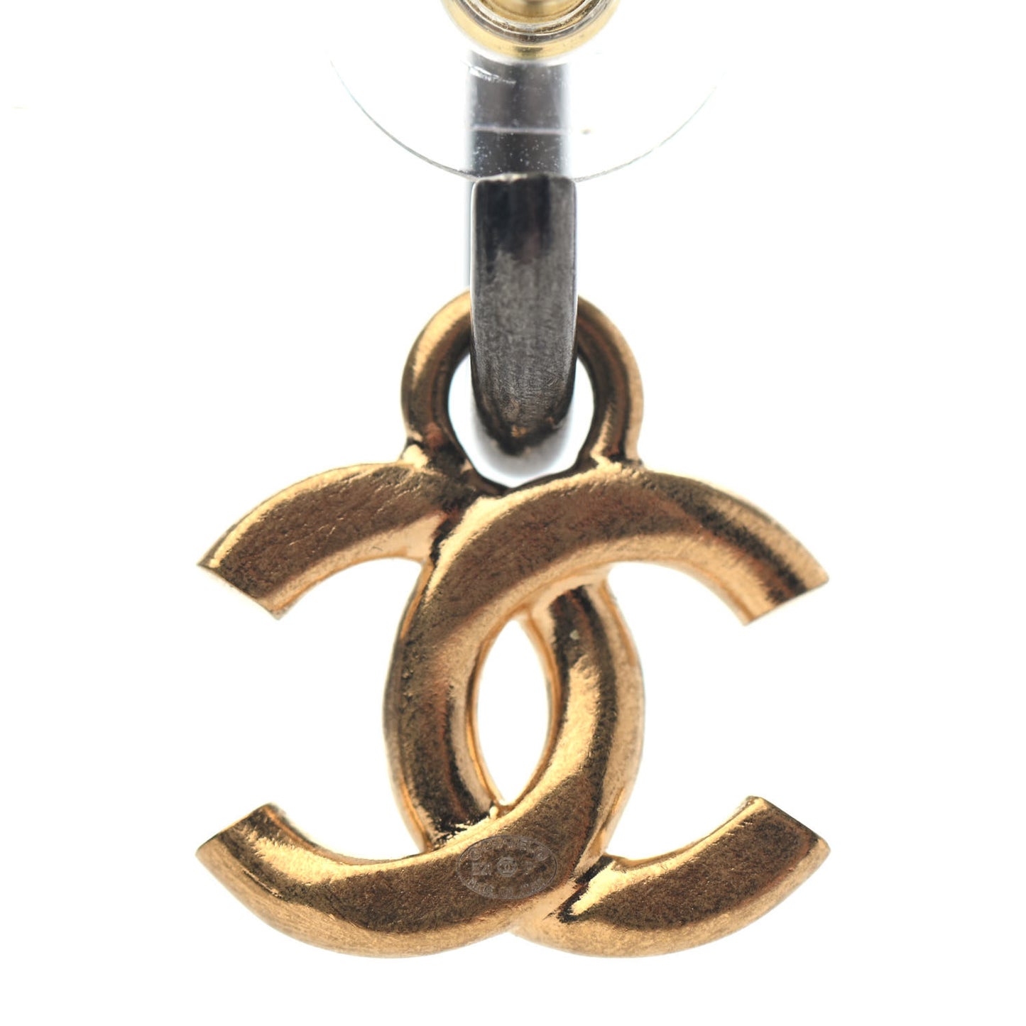Metal Drop CC Earrings Ruthenium Gold