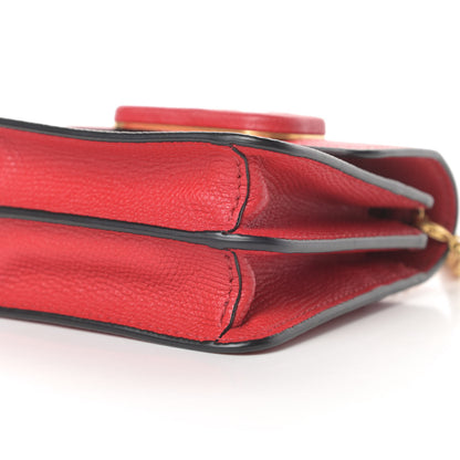 Valentino Garavani Grainy Calfskin Vlogo Compact Wallet with Chain Rouge Pur 9 of 10
