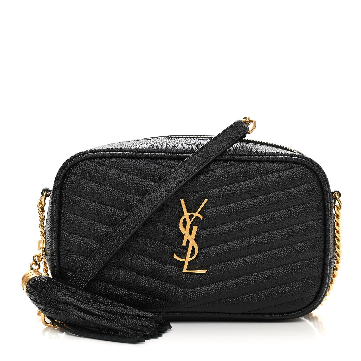 Saint Laurent Grain De Poudre Matelasse Monogram Mini Lou Camera Bag Black 1 of 10