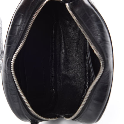 Saint Laurent Calfskin Crocodile Embossed Monogram Blogger Bag Black 7 of 11