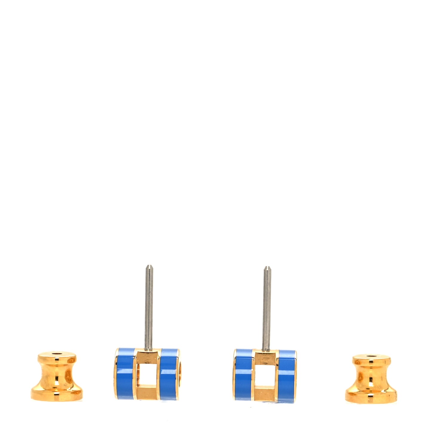 Gold Lacquered Pop H Earrings Bleu Sature