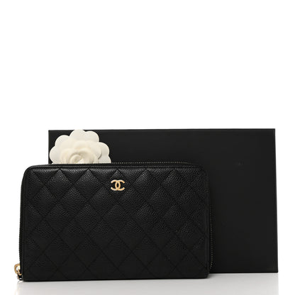 Chanel Caviar Quilted Large Zip Around Organizer Wallet Black 3 of 9