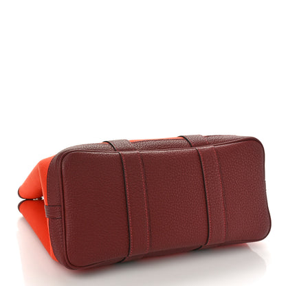 Hermes Toile Militaire Vache Country Garden Party Tote 30 Orange Poppy Rouge Grenat 4 of 8