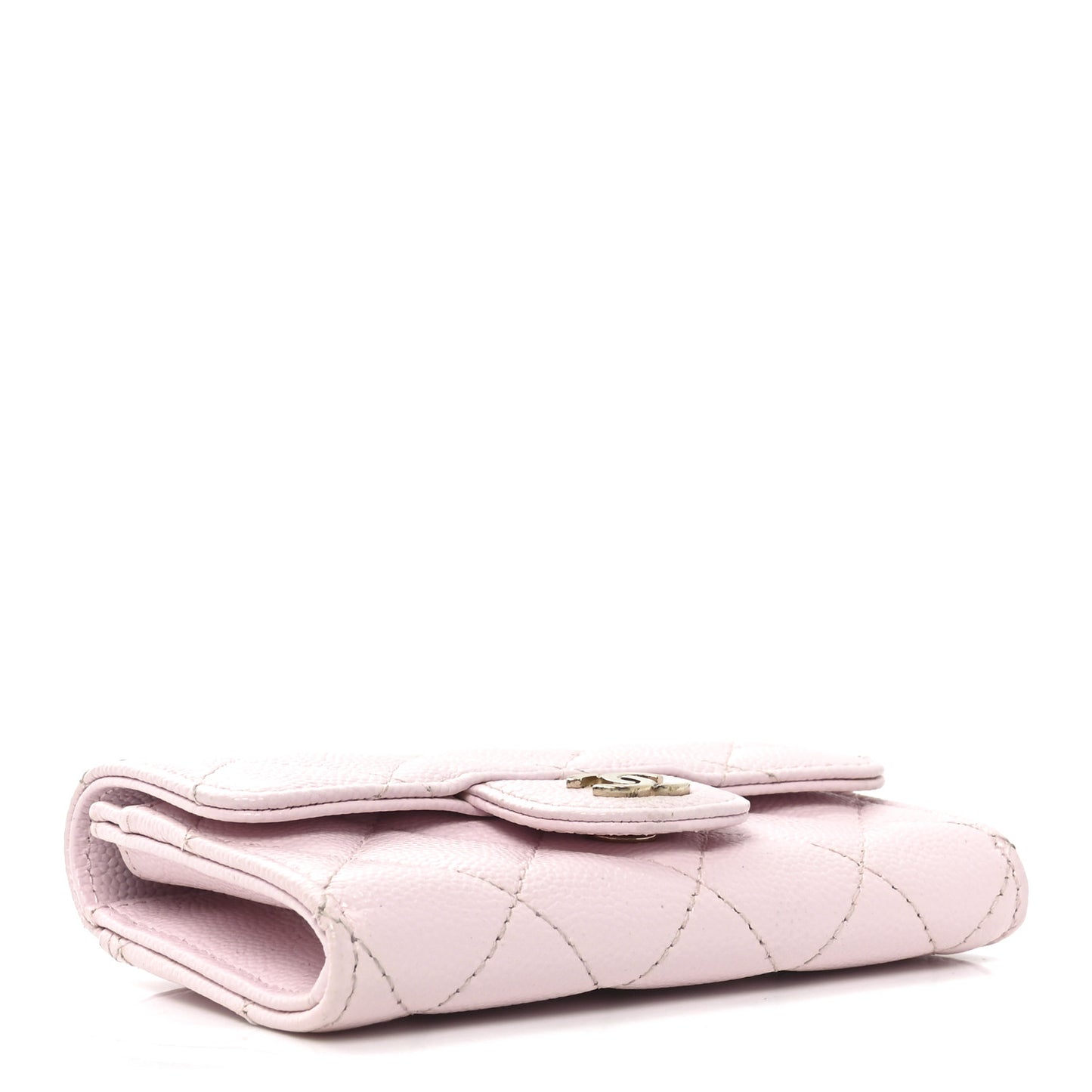 Caviar Quilted Flap Card Holder Wallet Light Pink