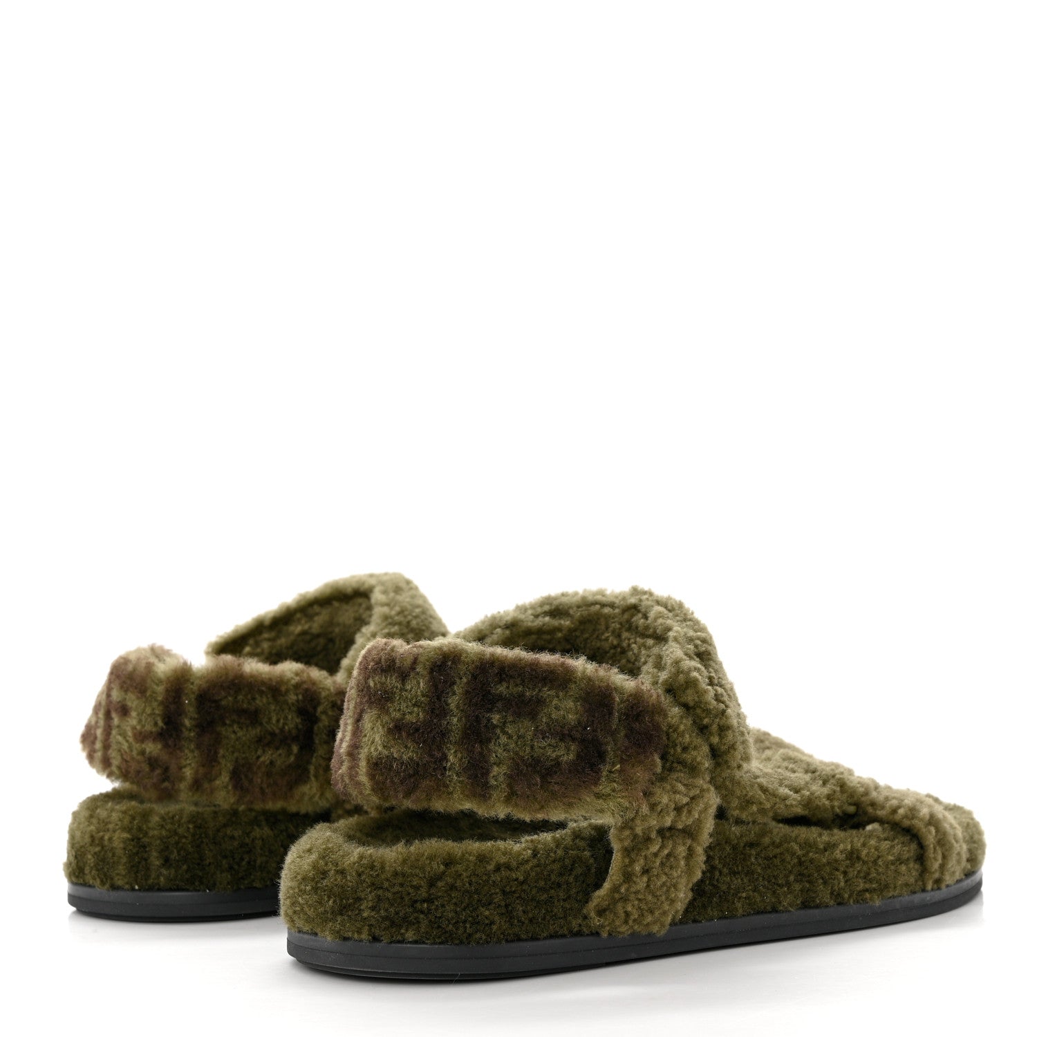 Fendi Shearling FF Fendi Feel Sandals 38 Illinois Military 4 of 7