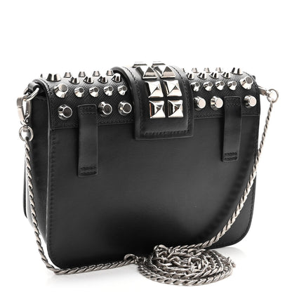 Prada Saffiano City Calf Studded Cahier Belt Bag Black 3 of 9
