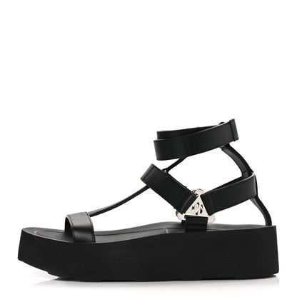 Hermes Calfskin Womens Enid Sandals 37 Black 1 of 8