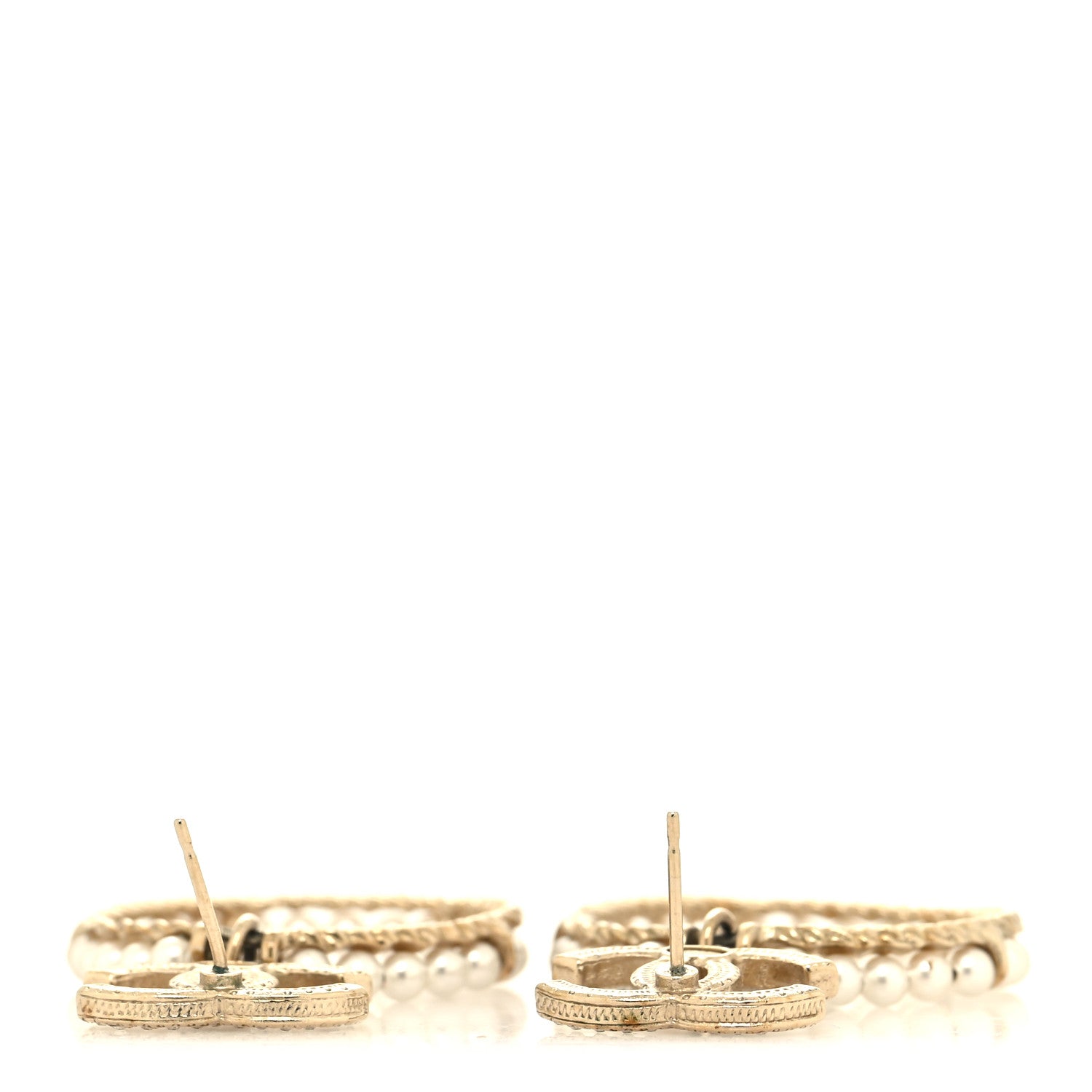 Chanel Crystal Pearl Chanel Charms CC Drop Earrings Gold 3 of 4