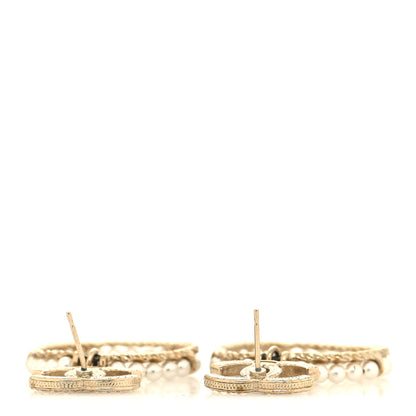 Chanel Crystal Pearl Chanel Charms CC Drop Earrings Gold 3 of 4
