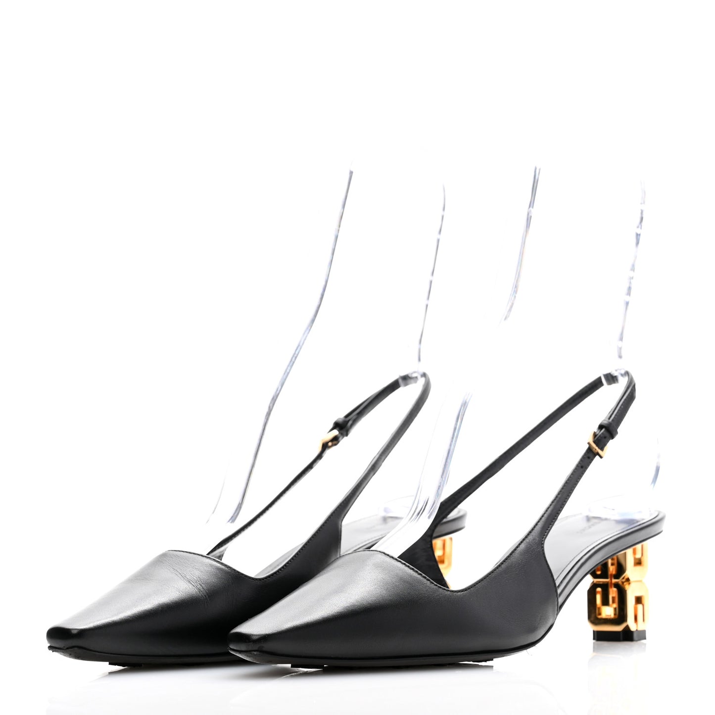 Calfskin G Cube 50mm Slingback Pumps 37.5 Black