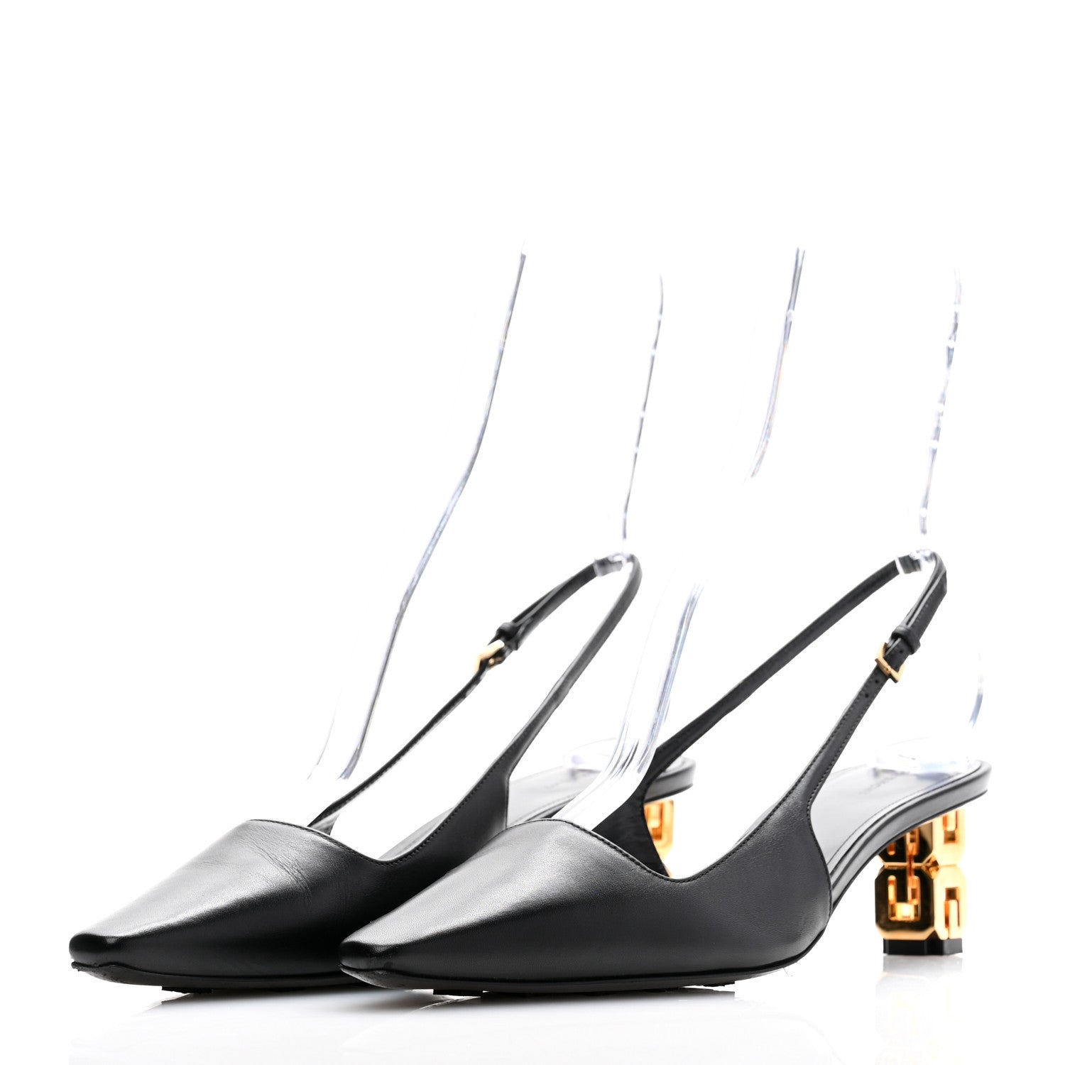 Givenchy Calfskin G Cube 50mm Slingback Pumps 37.5 Black 3 of 10