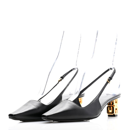 Givenchy Calfskin G Cube 50mm Slingback Pumps 37.5 Black 3 of 10