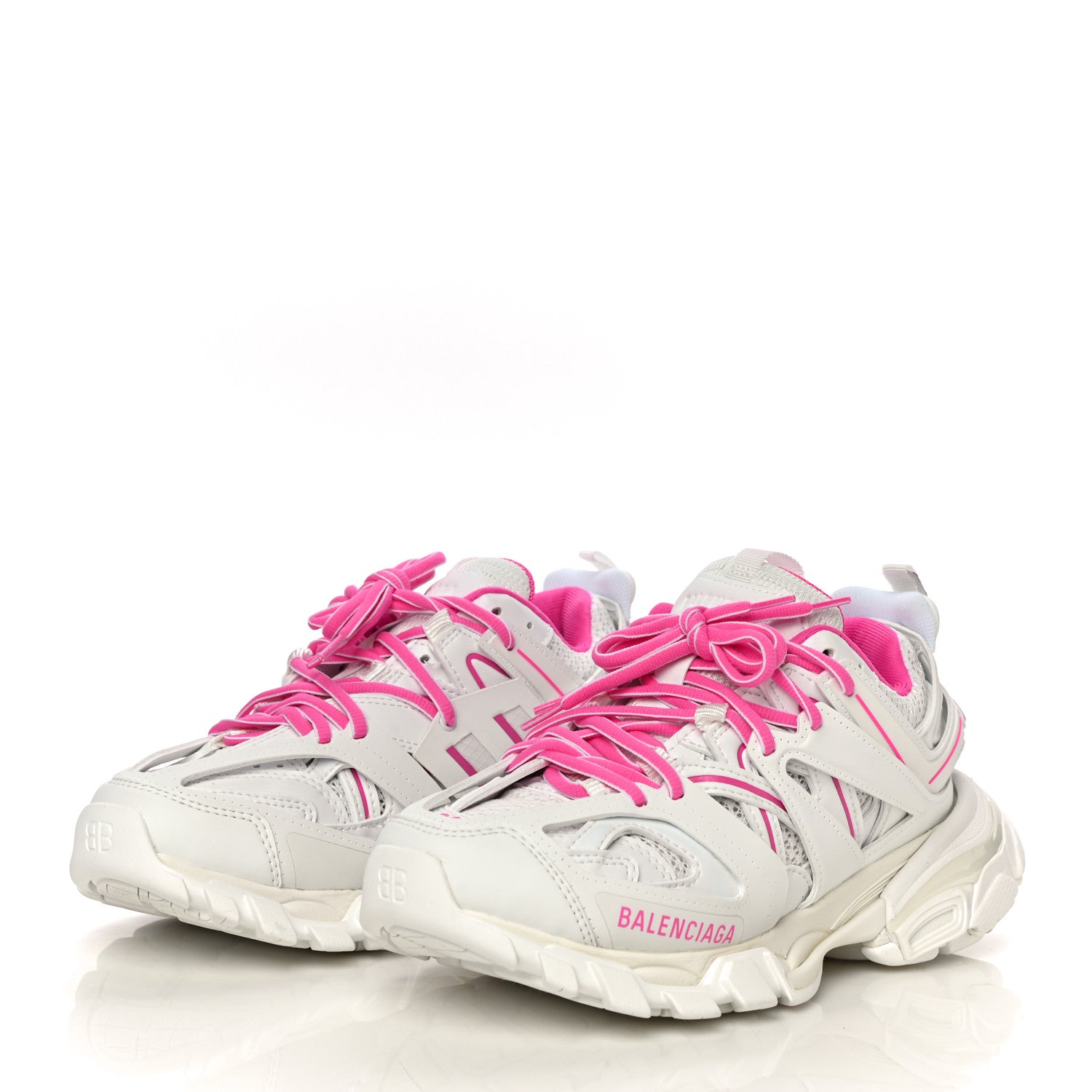 Balenciaga Mesh Rubber Bi-Color Womens Track Sneakers 35 Fluo Pink White 3 of 16