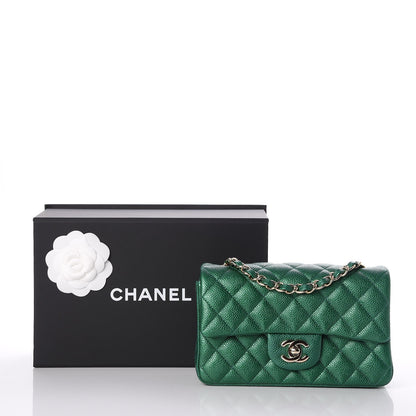 Chanel Metallic Caviar Quilted Mini Rectangular Flap Green 8 of 8