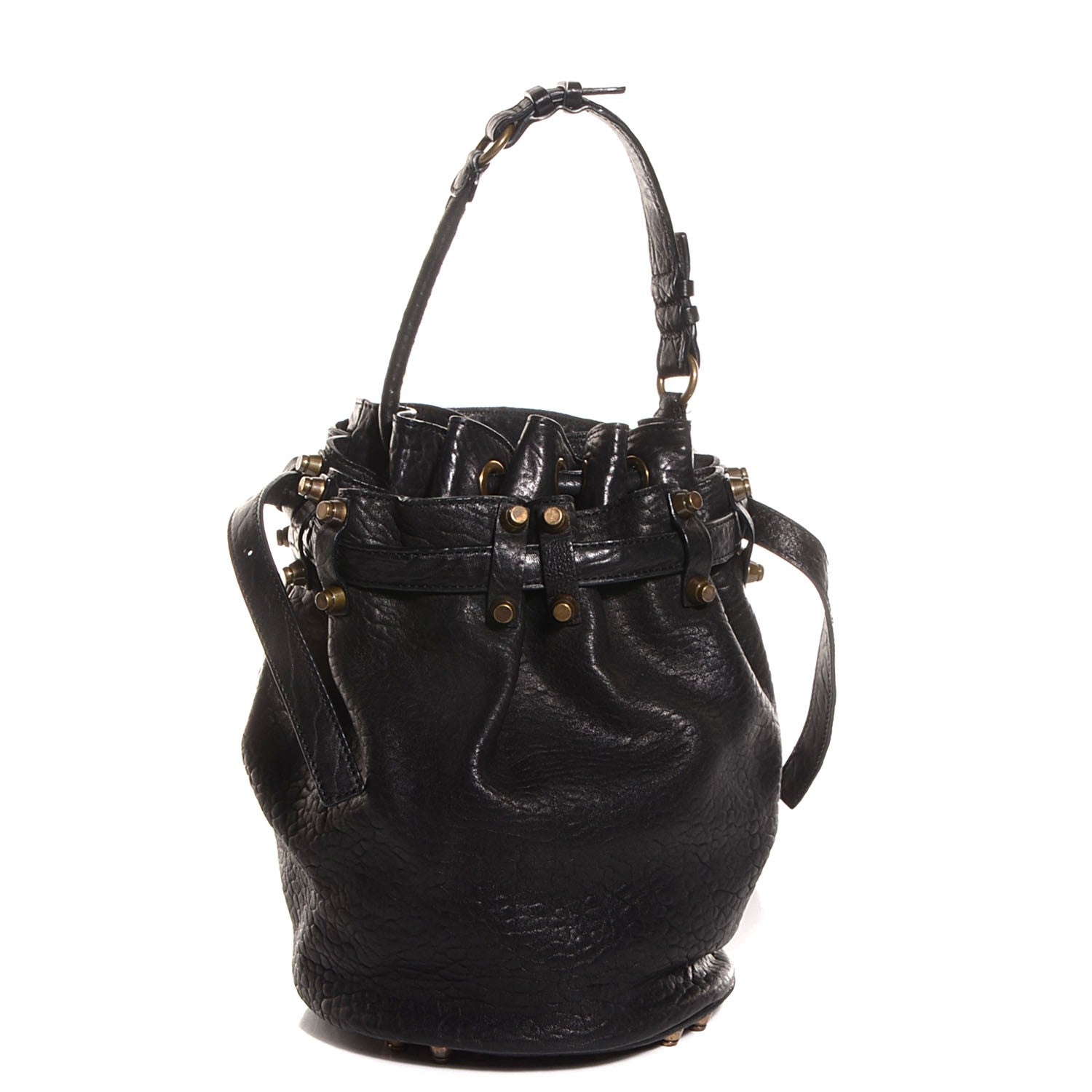 Alexander Wang Pebbled Lambskin Diego Bucket Bag Black Antique Brass Hardware 1 of 7