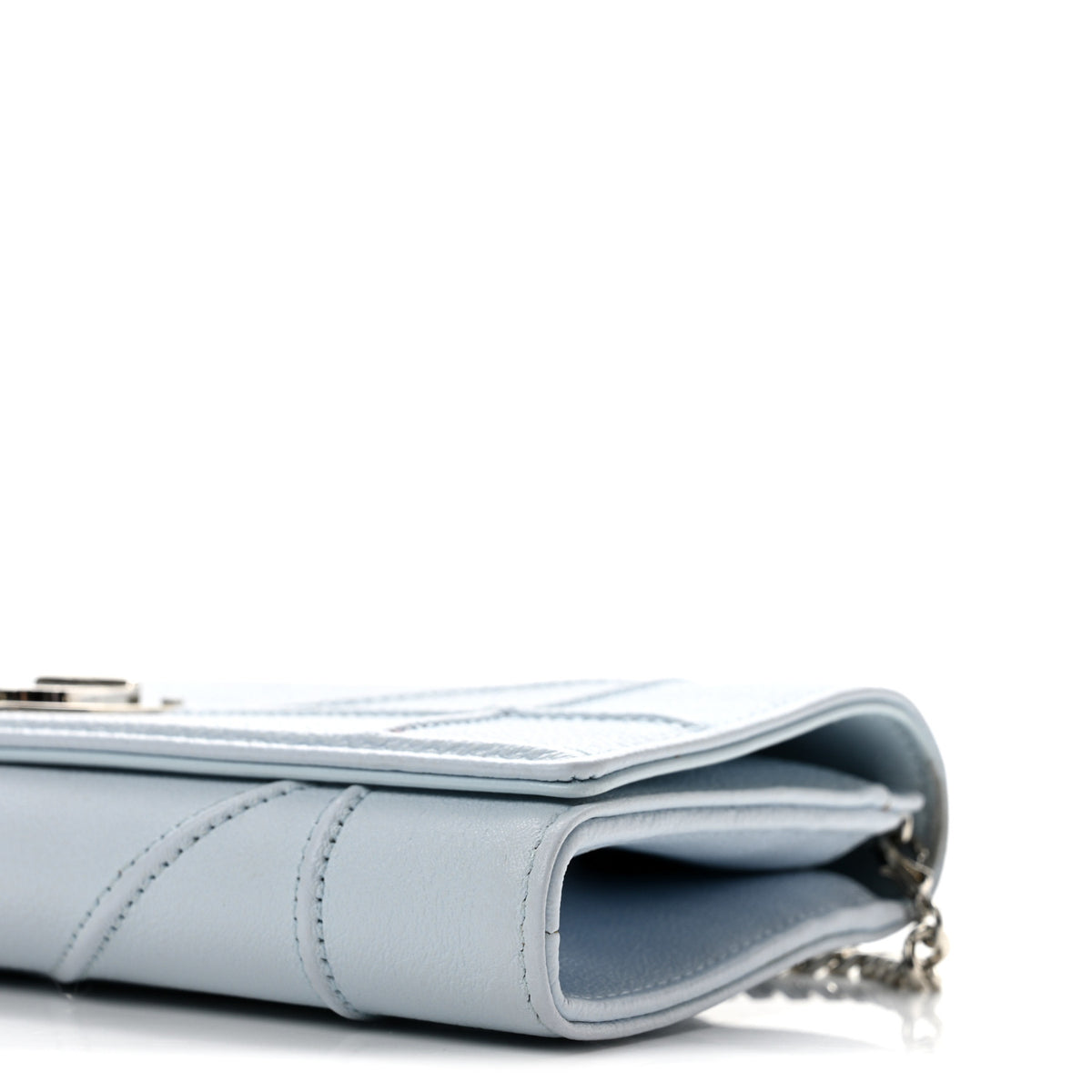 Christian Dior Grained Calfskin Diorama Croisiere Chain Wallet Light Blue 10 of 14