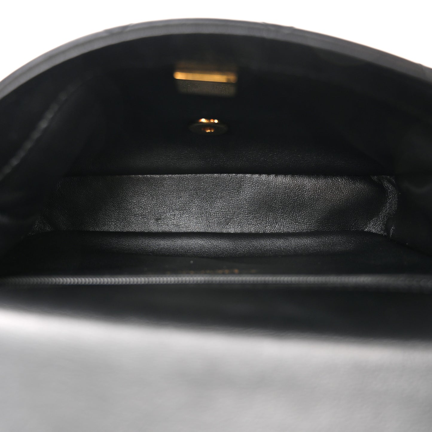 Shiny Lambskin Quilted Golden Links Top Handle Flap Black