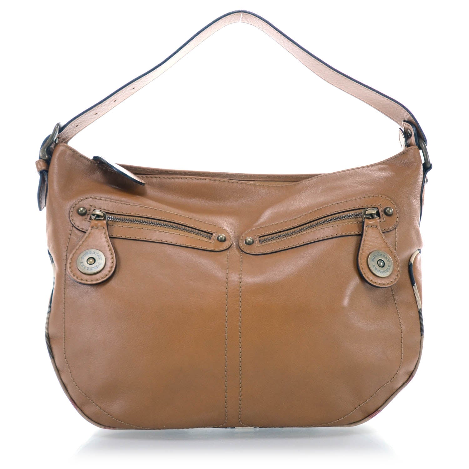 Burberry Leather Nova Check Trim Hobo 1 of 10