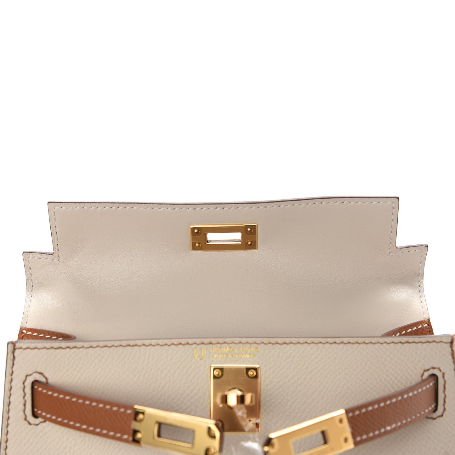 Epsom Horseshoe Mini Kelly Sellier 20 Craie Gold
