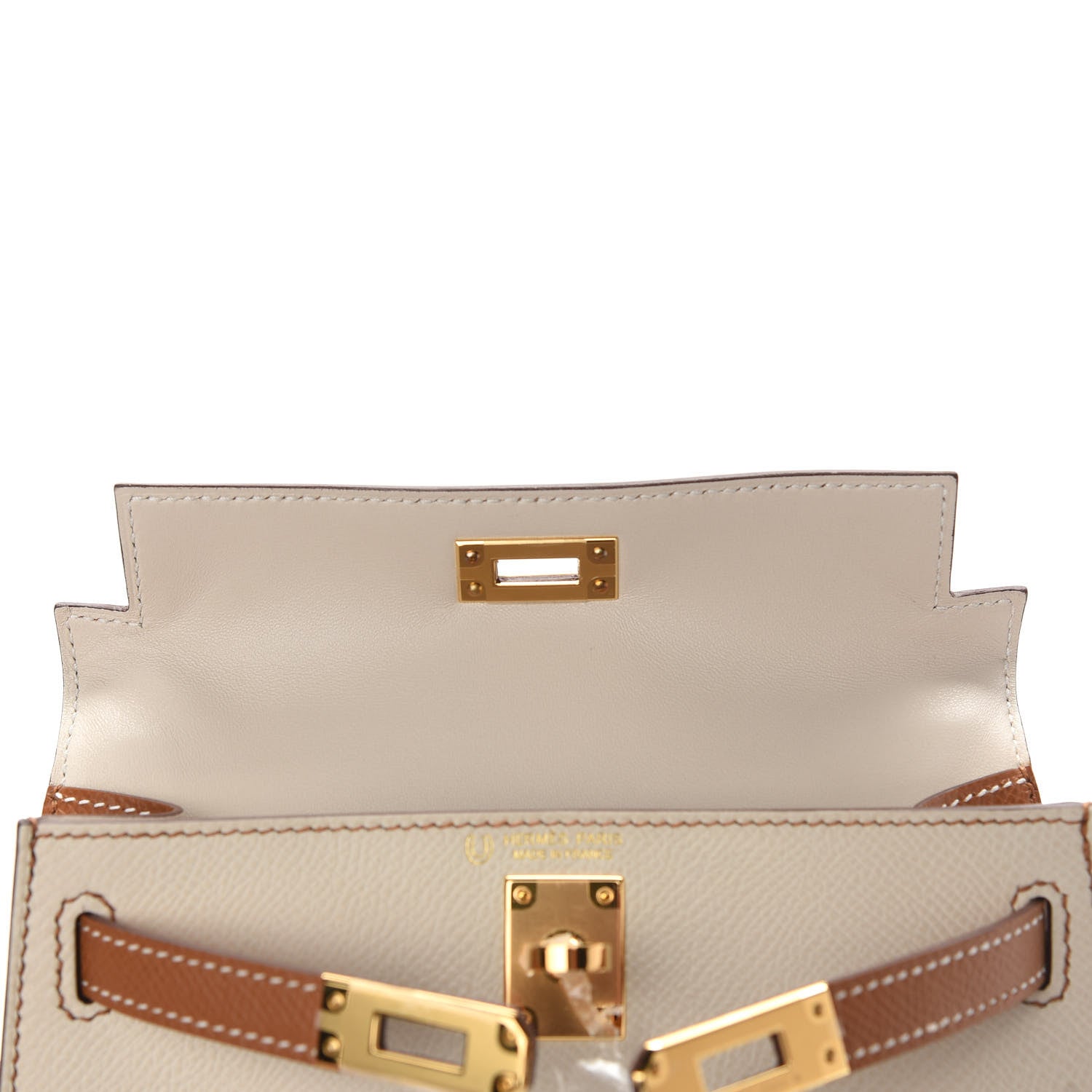 Hermes Epsom Horseshoe Mini Kelly Sellier 20 Craie Gold 15 of 33