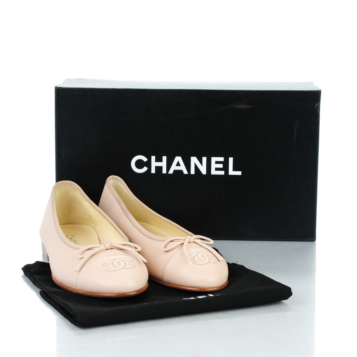 Chanel Calfskin CC Cap Toe Ballerina Flats 37 Light Pink 8 of 9