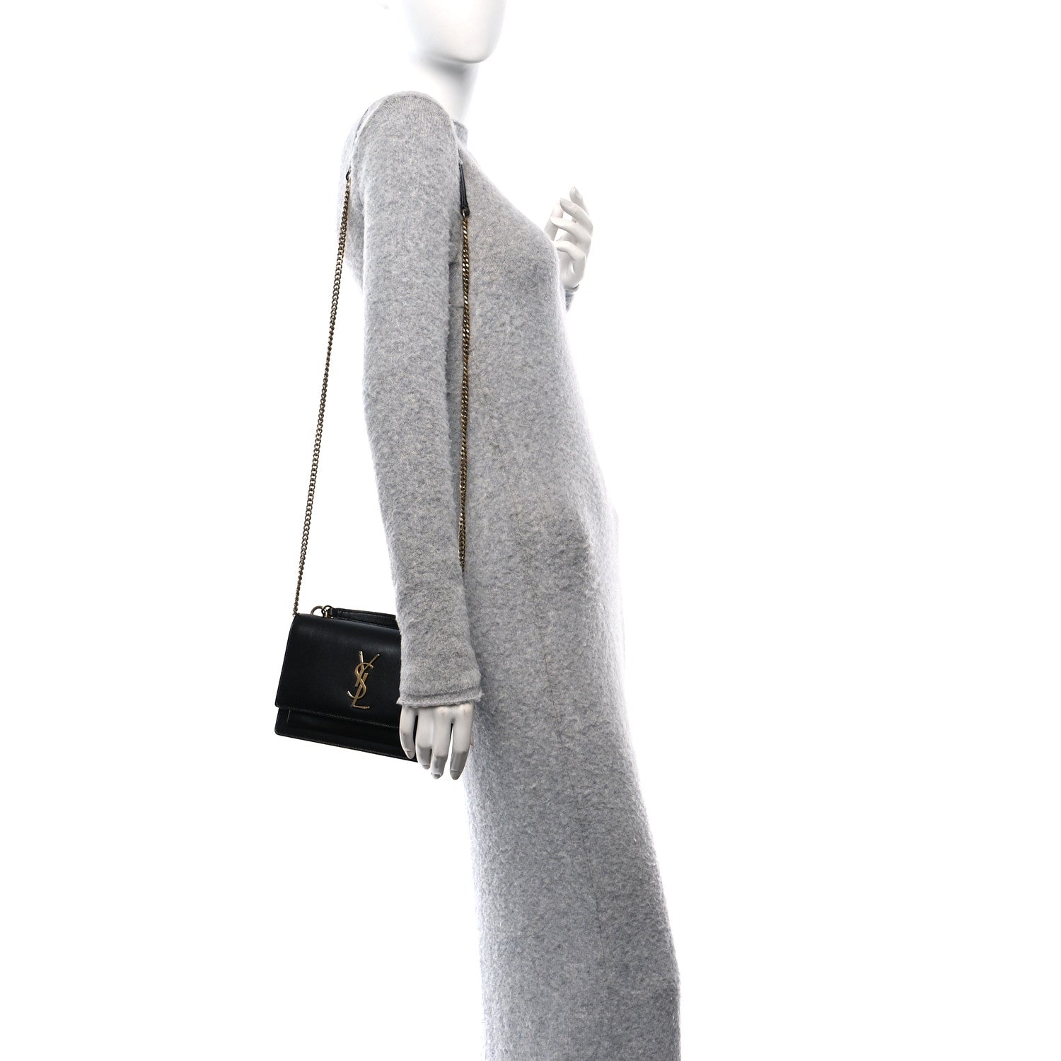 Saint Laurent Calfskin Monogram Sunset Chain Wallet Black 2 of 10