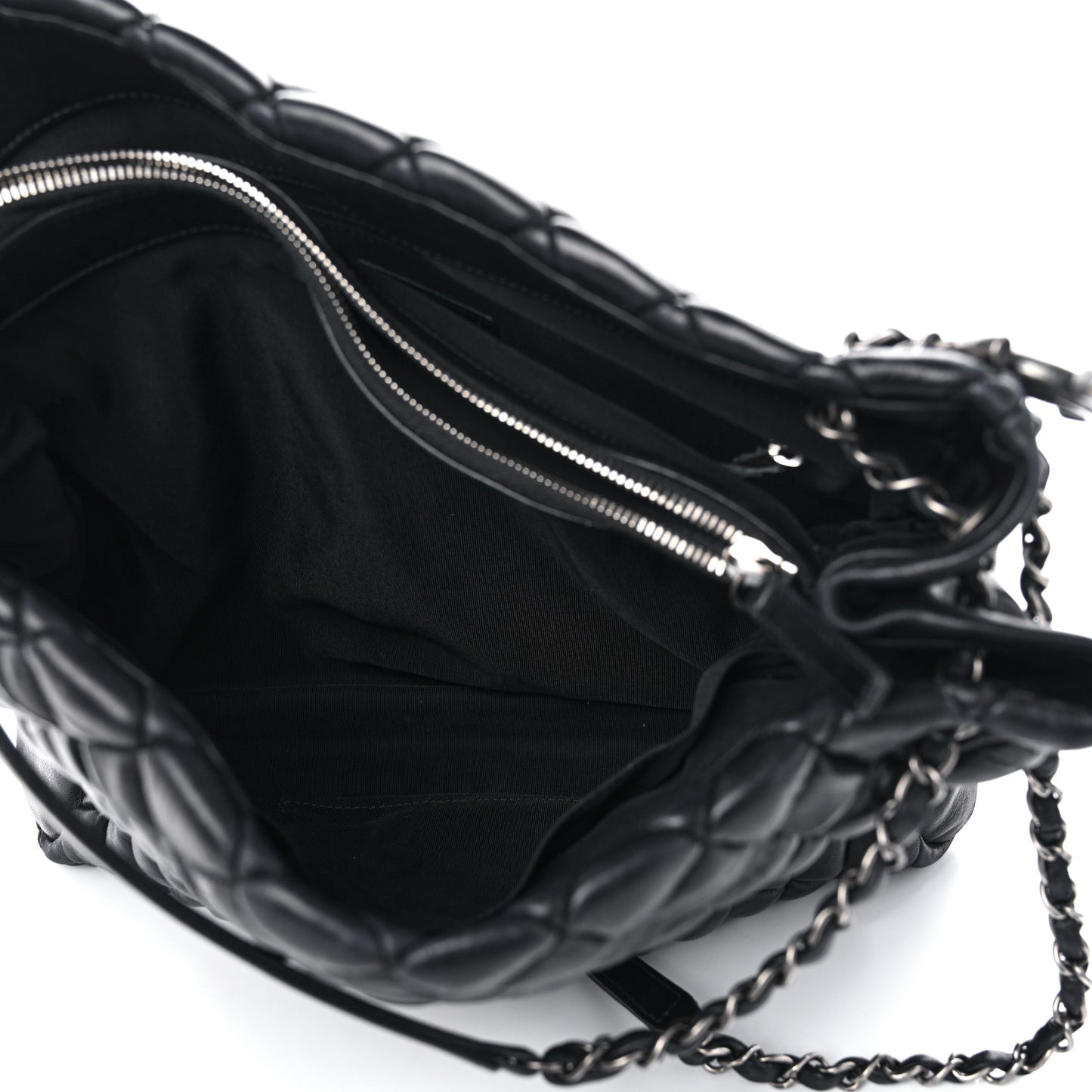 Lambskin Quilted Medium New Bubble North South Tote Black