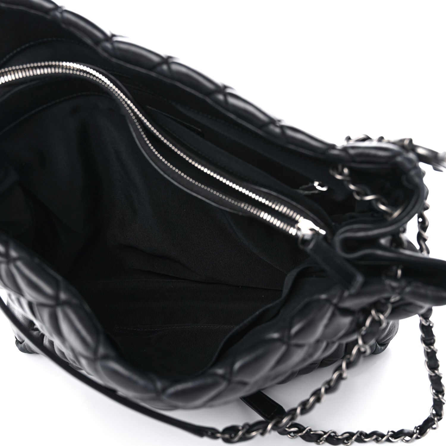 Chanel Lambskin Quilted Medium New Bubble North South Tote Black 6 of 16