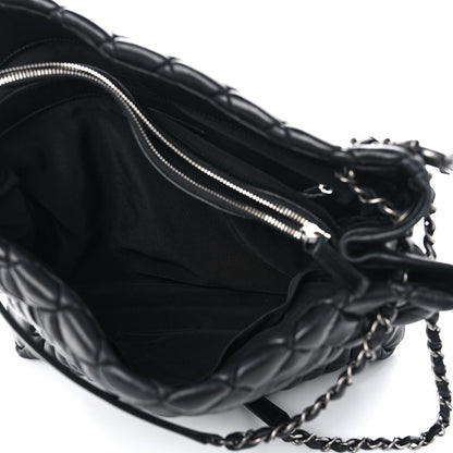 Chanel Lambskin Quilted Medium New Bubble North South Tote Black 6 of 16