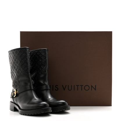 Louis Vuitton Calfskin Embossed Monogram Rebellion Half Boots 36.5 Black 11 of 11
