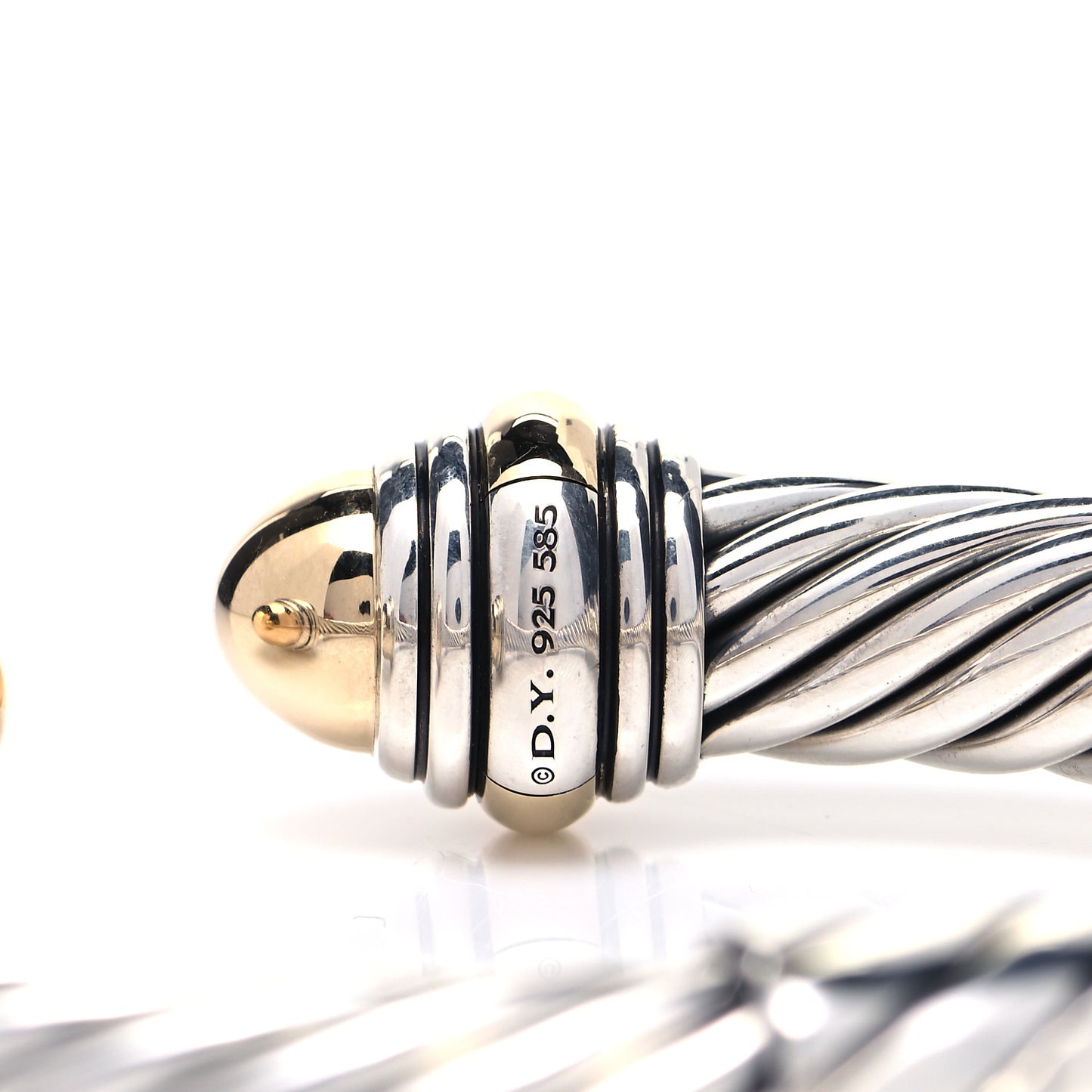 Sterling Silver 14K Yellow Gold 10mm Cable Classics Bracelet