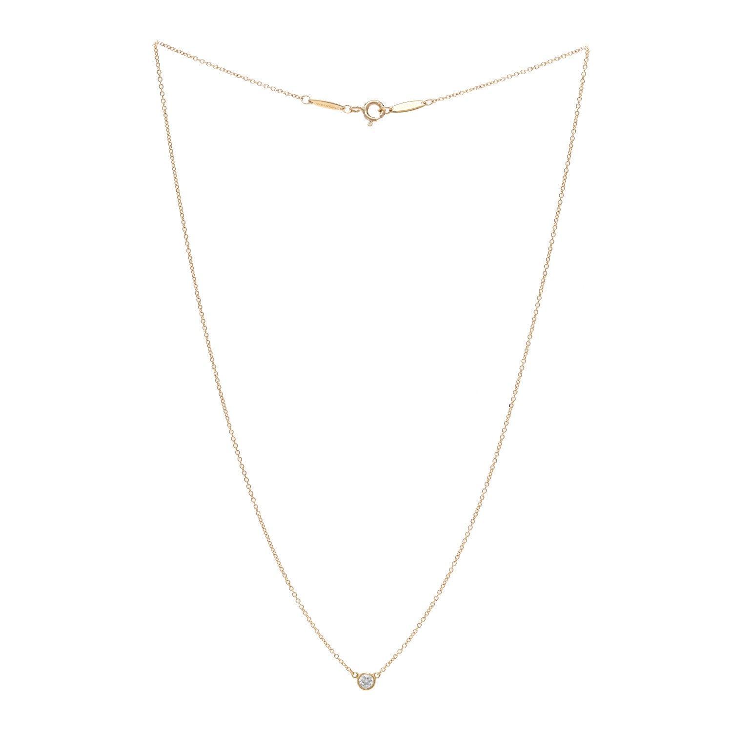 Tiffany 18K Yellow Gold Diamond .12ct Elsa Peretti Diamonds by the Yard Pendant Necklace 3 of 5