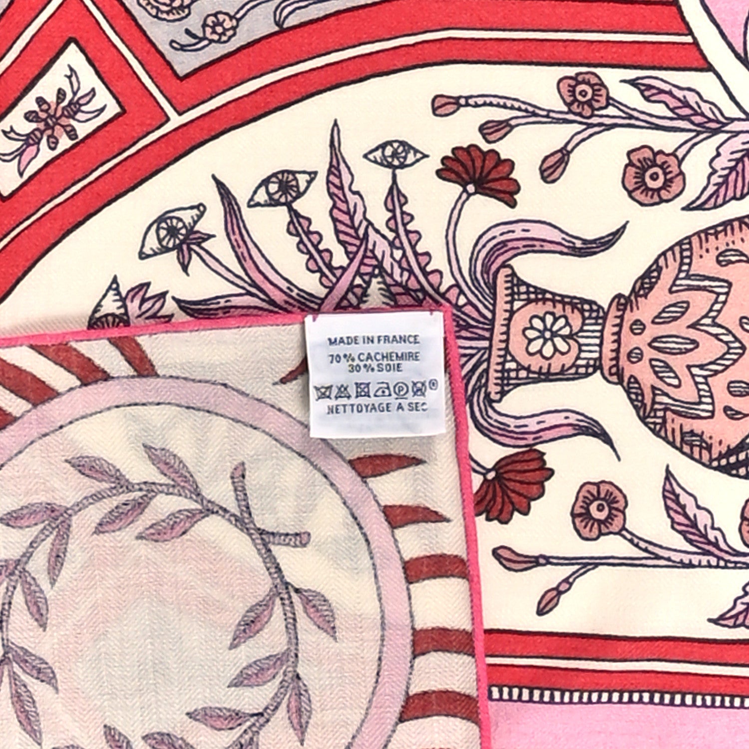 Hermes Cashmere Silk La Danse Des Amazones Shawl 140 Vieux Rose Gris White 2 of 3