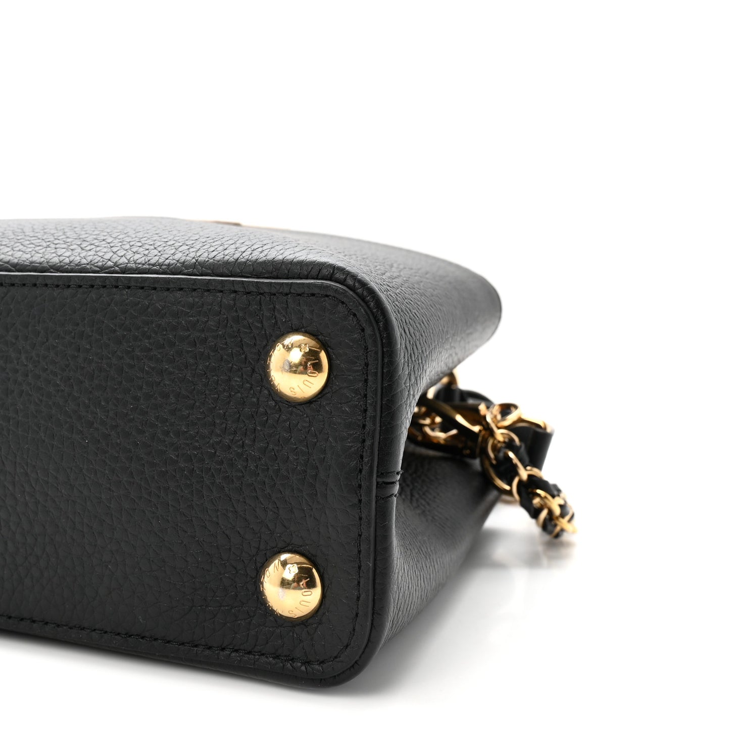 Taurillon Enamel Flower Padlock Chain Capucines BB Black