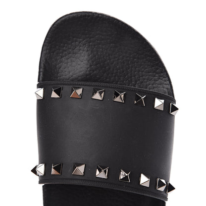 Valentino Garavani Rubber Rockstud Slide Sandals 39 Black 7 of 8