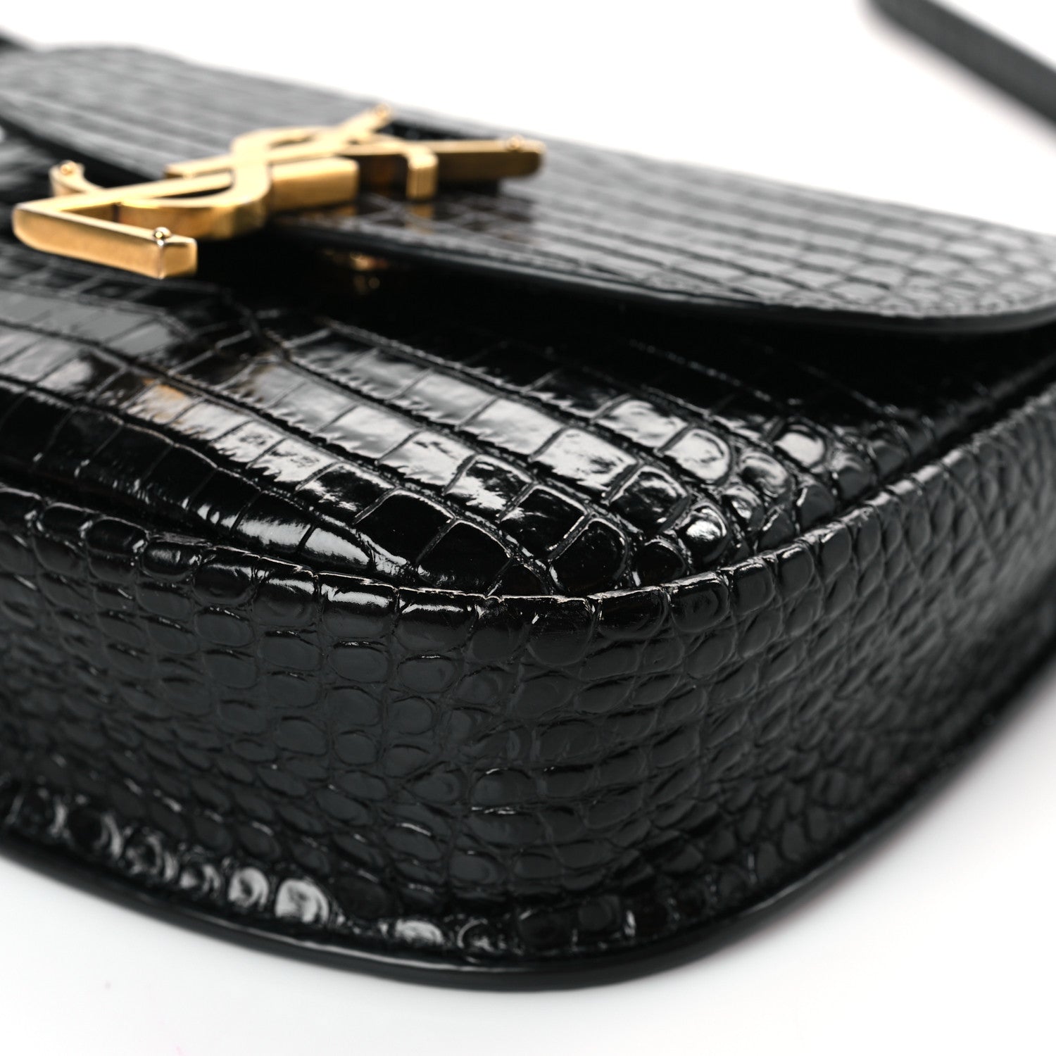 Saint Laurent Crocodile Embossed Calfskin Small Kaia Satchel Black 8 of 8
