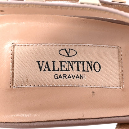Valentino Garavani Metallic Pebbled Calfskin Rockstud Ankle Strap 100mm Pumps 41 Sasso Poudre 8 of 9