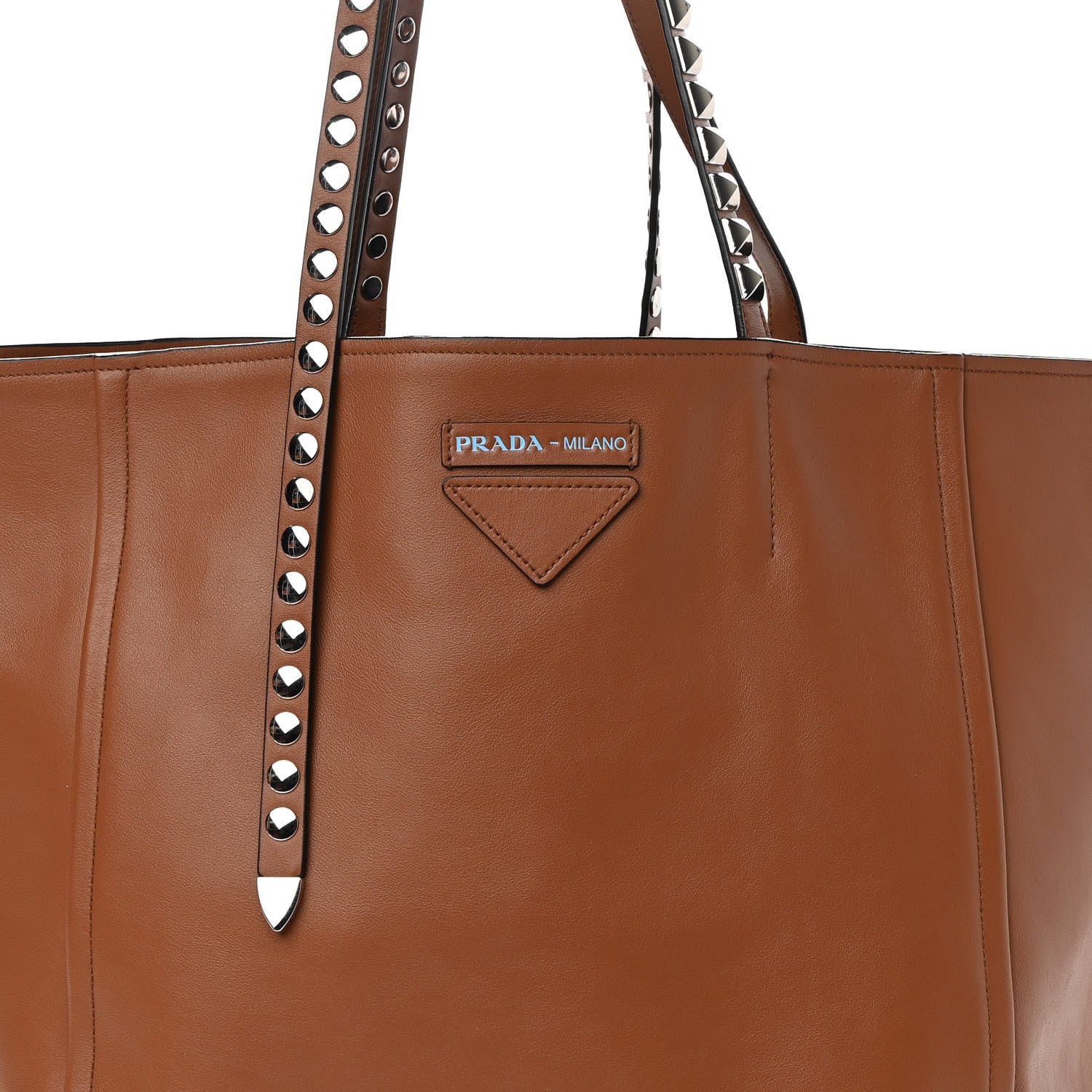 Prada Grace Lux Studded Large Concept Shopper Tote Cognac 8 of 13