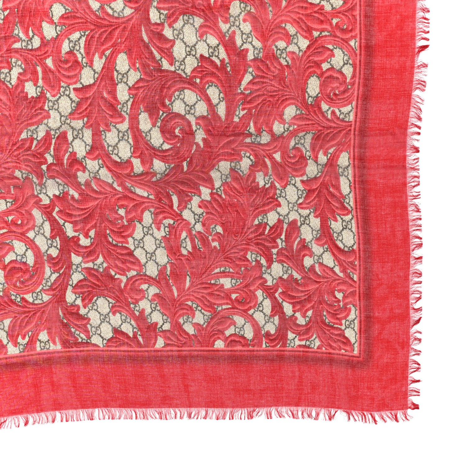 Modal Silk Monogram Big Arabesque Shawl Red Beige