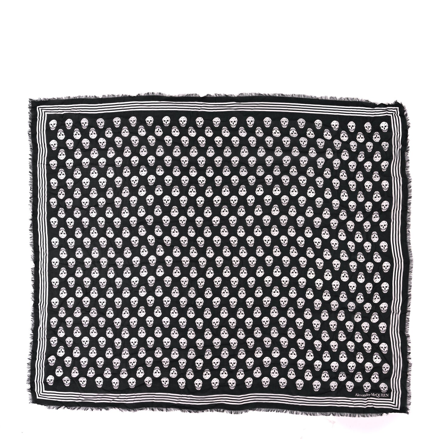 Silk Chiffon Skull Scarf Black Ivory