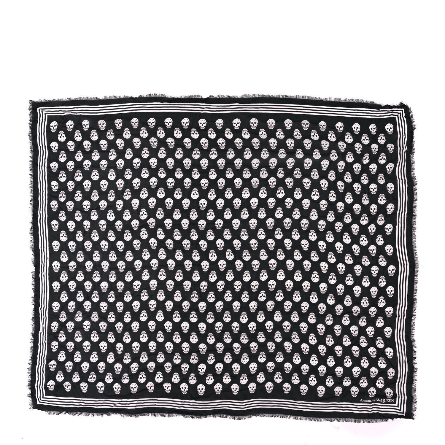 Alexander McQueen Silk Chiffon Skull Scarf Black Ivory 1 of 4