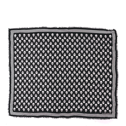 Alexander McQueen Silk Chiffon Skull Scarf Black Ivory 1 of 4